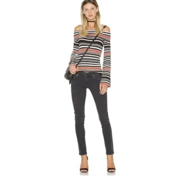 AGOLDE Chloe Low Rise Cotton Blend Washed Out Distressed Gray Denim Jeans Sz 28 - Picture 1 of 10